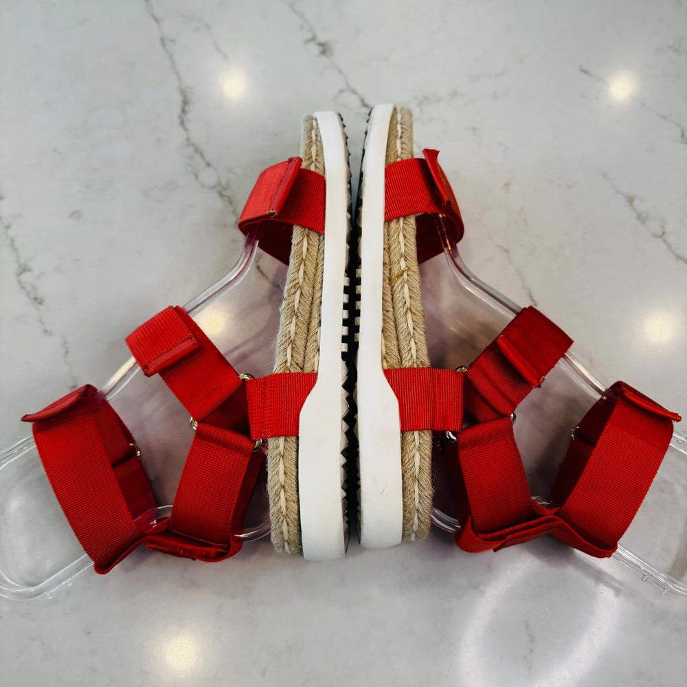 Silent D Trevor Women 9.5 EU 40 Red Orange Platform Espadrille Sandals Hook Loop - Picture 7 of 16
